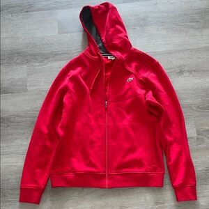 Lacoste Bright Red Full-Zip Hoodie with Logo